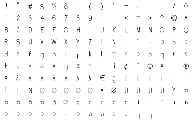 Bullet Journal Regular  glyph index