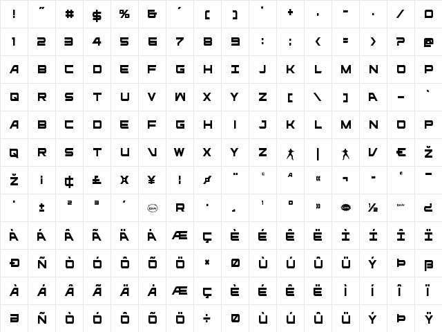 Ghost Clan Condensed Condensed  glyph index