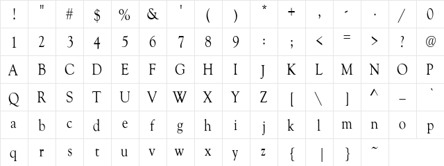 Glennis Condensed REGULAR Regular  glyph index