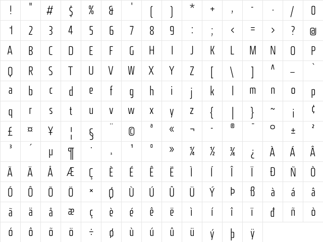 Fishmonger ECL Plain  glyph index