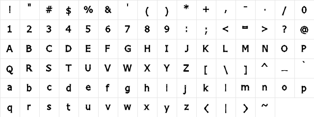 Kenny Samps Regular  glyph index
