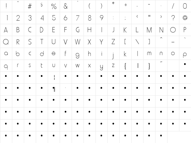 QTHowardType Regular  glyph index