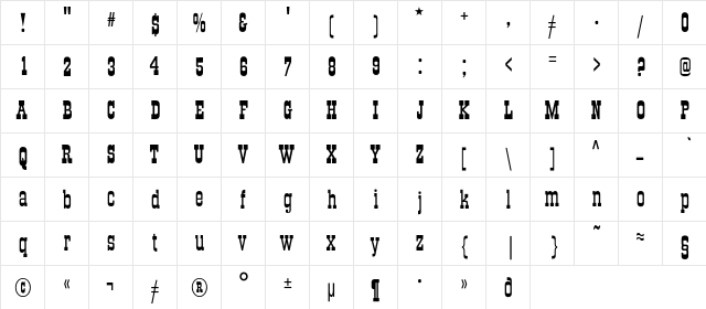GradC Regular  glyph index