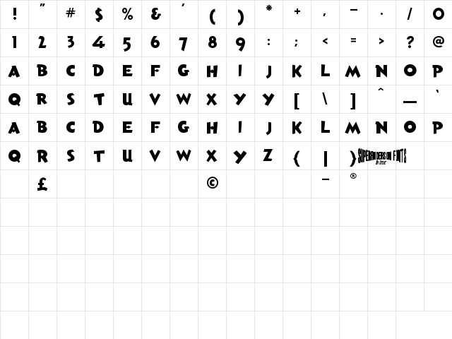 Anderson Torchy The Battery Boy Regular  glyph index
