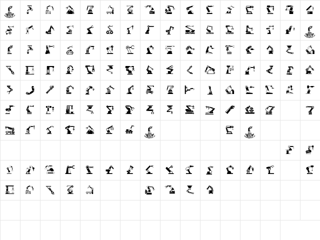 Robotic Arm Regular  glyph index