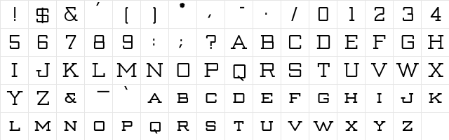 Strongman_Bold-Bold Regular  glyph index