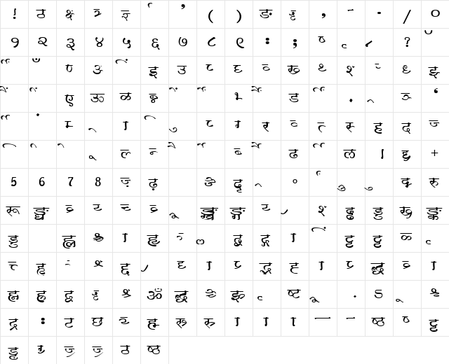 AkrutiDevMogara Normal  glyph index