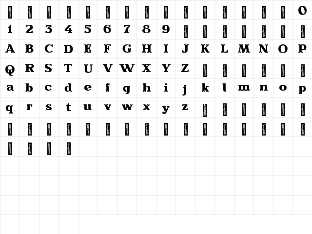 Evereast Serif Regular  glyph index
