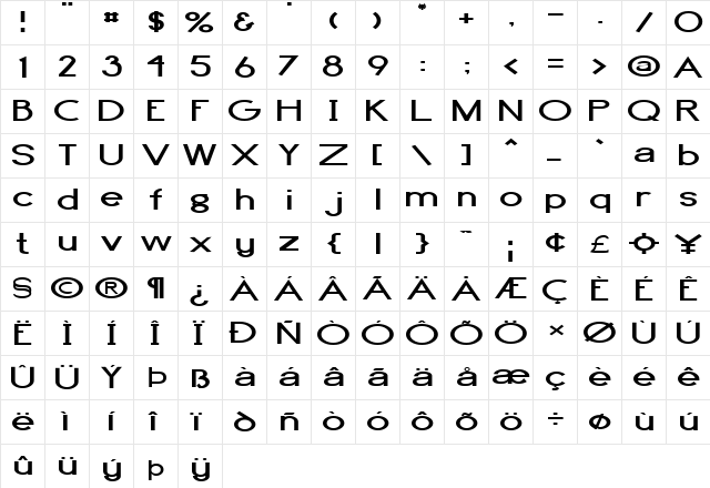 FZ BASIC 4 EX Normal  glyph index