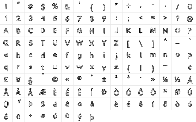 Hussar Pisanka Out  glyph index