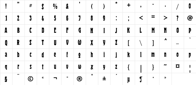 HeroldCondC Regular  glyph index