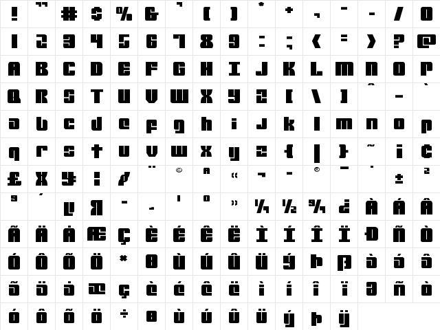 Mobile Infantry Expanded Expanded  glyph index