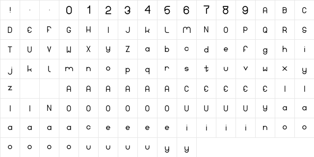 LEONA Regular  glyph index