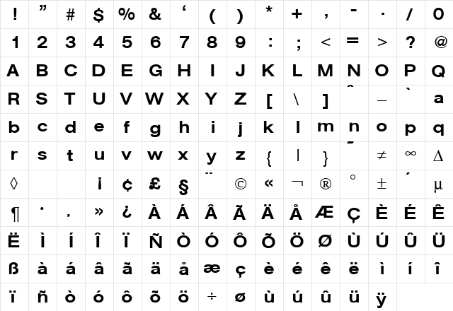 AtkinsExtendedMedium Regular  glyph index
