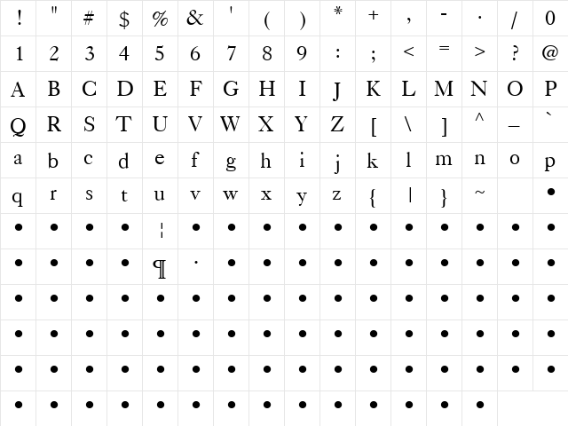 QTCaslan Regular  glyph index
