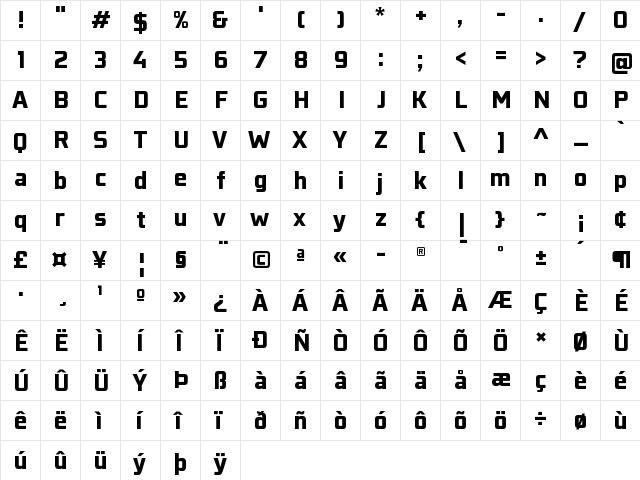 Konkretika Black WIP Regular  glyph index