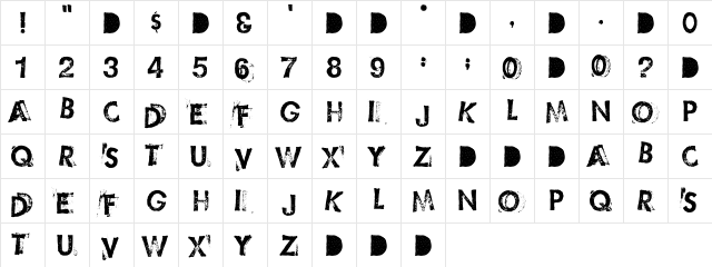 20,000Roads Regular  glyph index