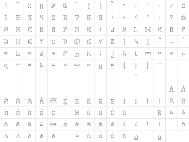 Crystal Soldier-Hollow Regular  glyph index