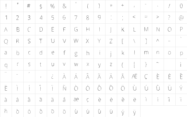 Scrizbels Regular  glyph index