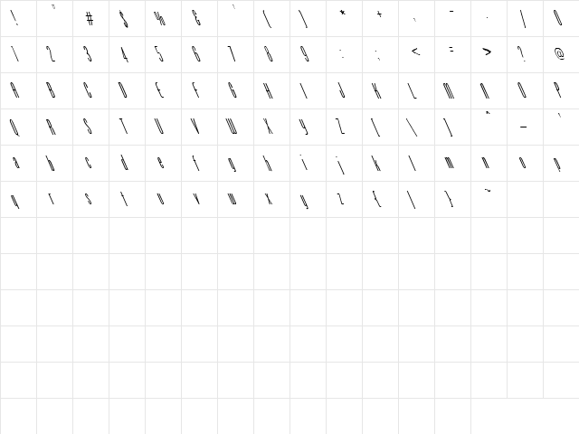 Joe 5 Regular  glyph index