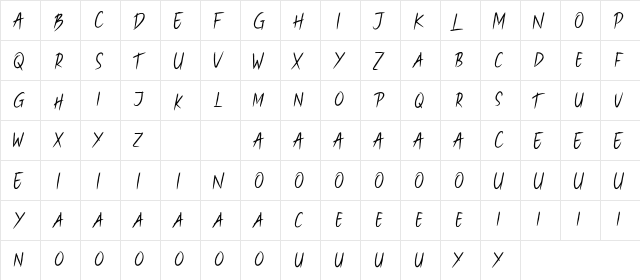 Backoff Demo Regular  glyph index