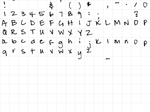 Pea Julie Regular  glyph index