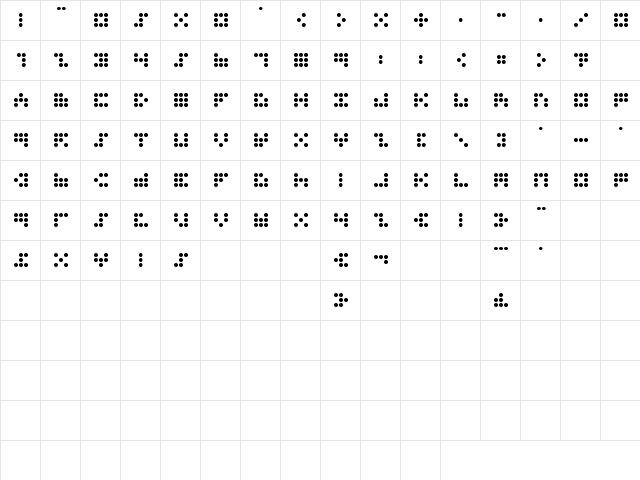 3x3 dots Bold  glyph index