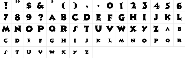 61 Regular  glyph index