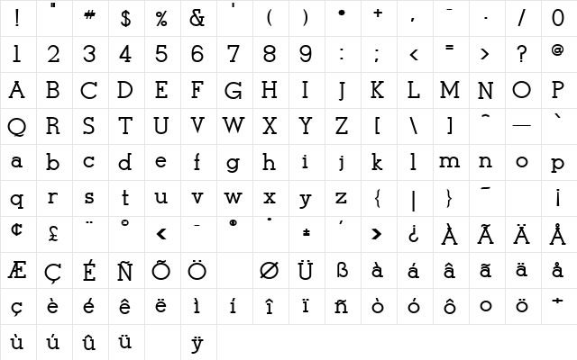 Stymie-Bold Bold  glyph index