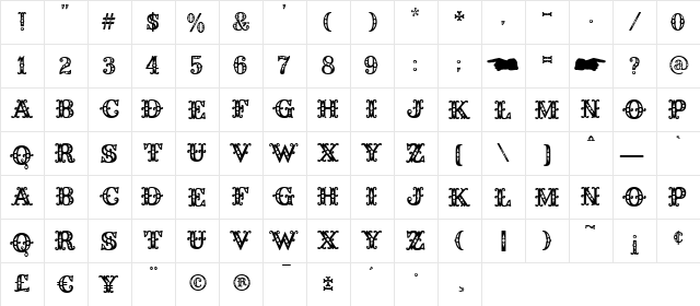 Flamingo Regular  glyph index