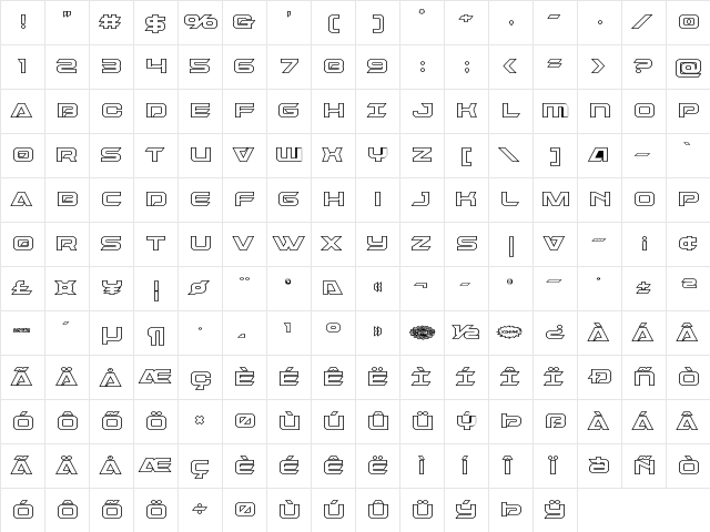 Dameron Bold Outline Bold Outline  glyph index
