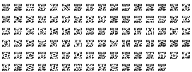 AGLRY Regular  glyph index