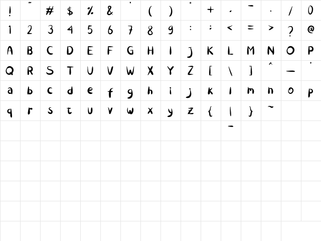 Chicken Katsu Regular  glyph index