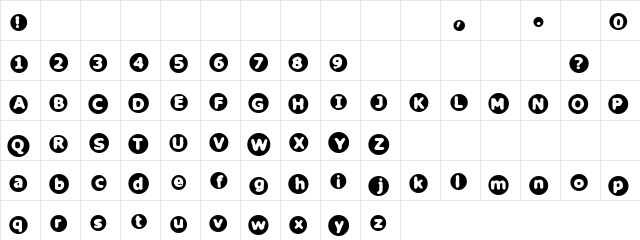 Circlonic Regular  glyph index