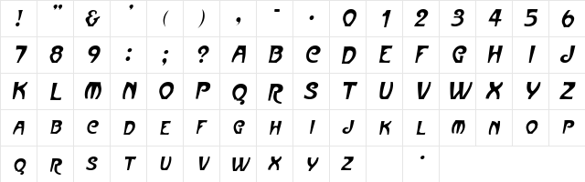 JovaSCapsSSK Italic  glyph index
