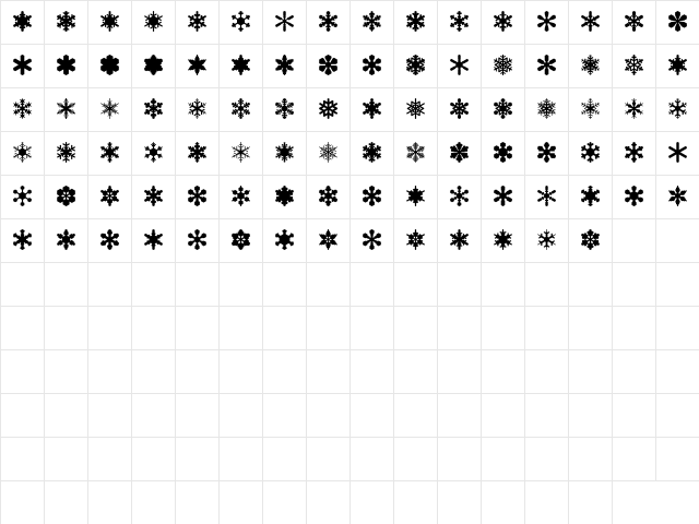 SnowflakeAssortment Regular  glyph index