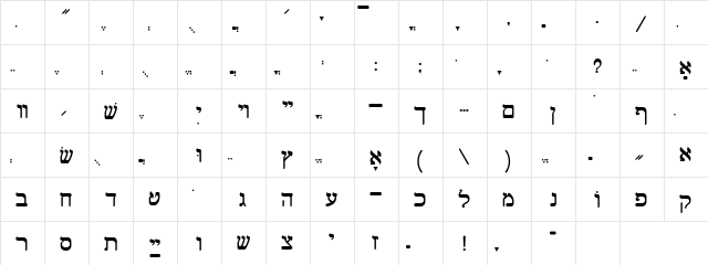 Shalom Old Style  glyph index