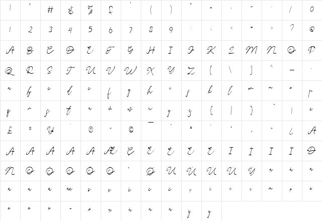Spring Beauty Regular  glyph index