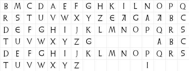 Durrell Regular  glyph index