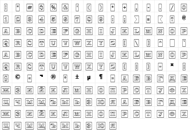 a_LatinoTitulCmOtl Regular  glyph index