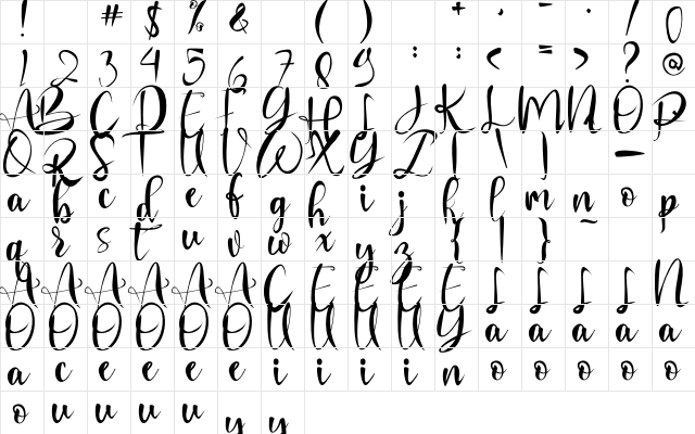 Suka Bohong Regular  glyph index