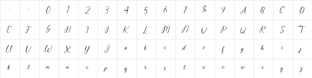 Raellisca Regular  glyph index