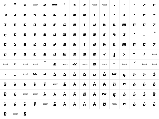 Digit LoFi Shift  glyph index