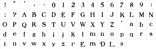 Lachesis!" Regular  glyph index