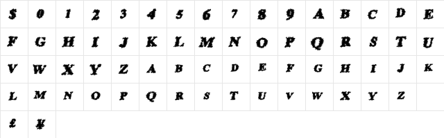 PrisonEscape Regular  glyph index