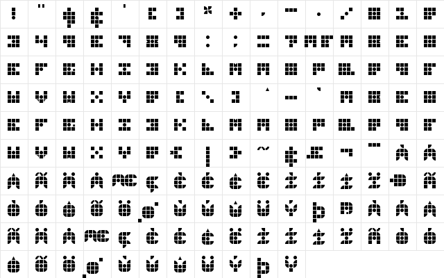 Gridder Box Regular  glyph index