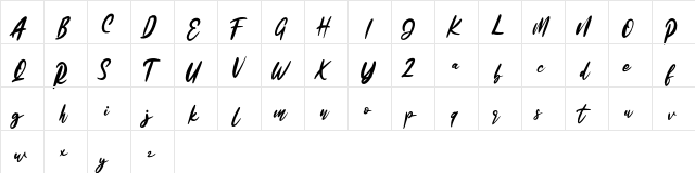 Kaduta FREE Regular  glyph index