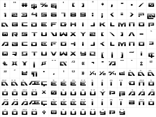 Wildcard Halftone Regular  glyph index