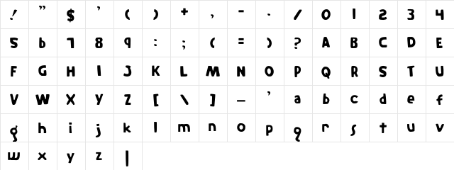 The Rifleman Regular  glyph index
