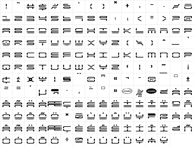 QuickStrike Regular  glyph index